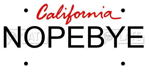 NOPEBYE California License Plate