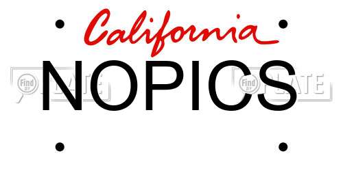 NOPICS California License Plate