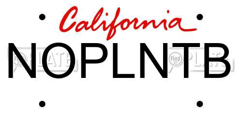 NOPLNTB California License Plate