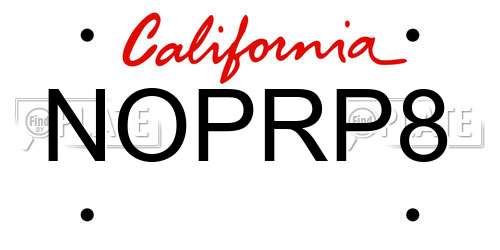 NOPRP8 California License Plate