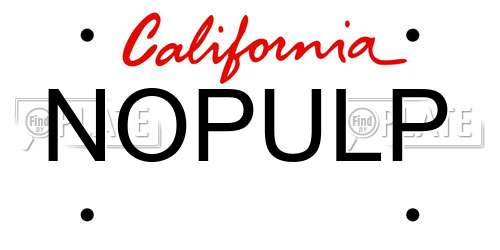 NOPULP California License Plate