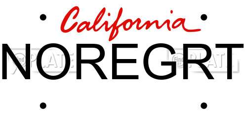 NOREGRT California License Plate