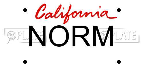 NORM California License Plate