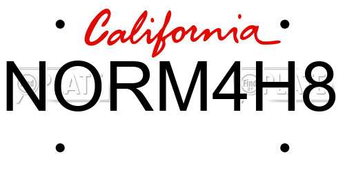 NORM4H8 California License Plate