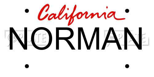 NORMAN California License Plate