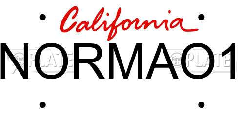 NORMAO1 California License Plate
