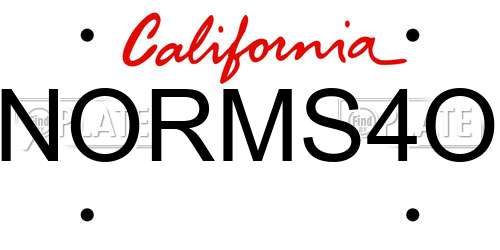 NORMS4O California License Plate