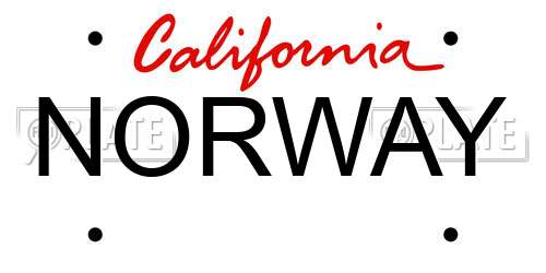 NORWAY California License Plate