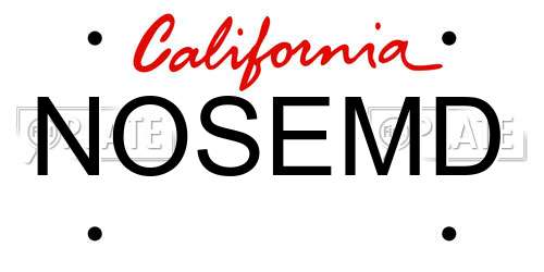 NOSEMD California License Plate
