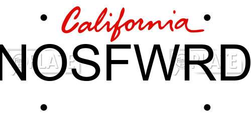 NOSFWRD California License Plate