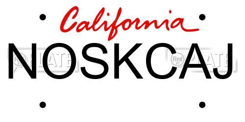 NOSKCAJ California License Plate