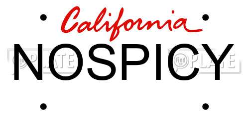 NOSPICY California License Plate
