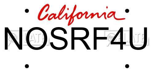 NOSRF4U California License Plate