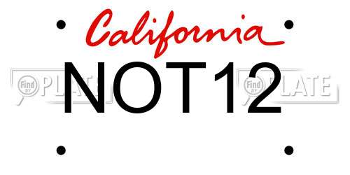 NOT12 California License Plate