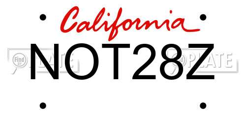 NOT28Z California License Plate