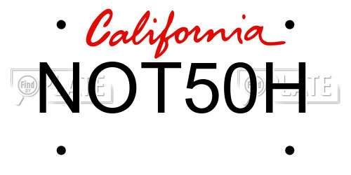 NOT50H California License Plate