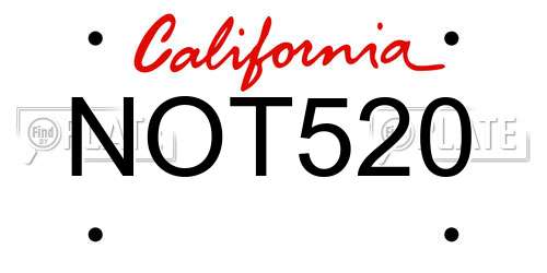 NOT520 California License Plate