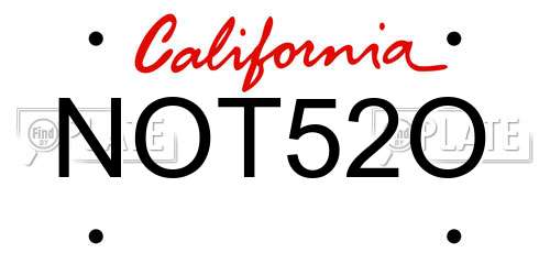 NOT52O California License Plate