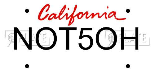 NOT5OH California License Plate
