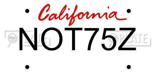 NOT75Z California License Plate