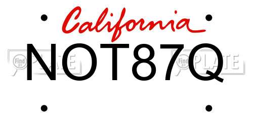 NOT87Q California License Plate