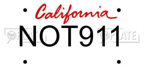 NOT911 California License Plate