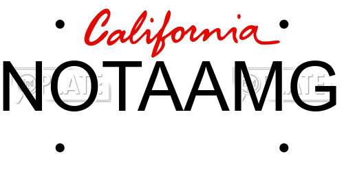 NOTAAMG California License Plate