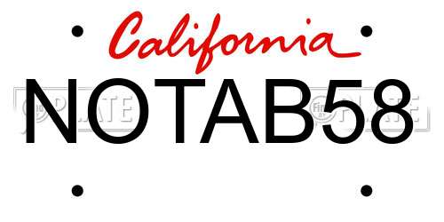 NOTAB58 California License Plate