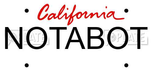 NOTABOT California License Plate