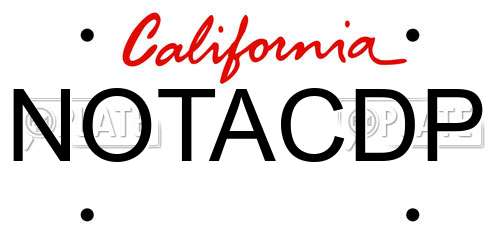 NOTACDP California License Plate