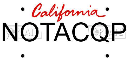 NOTACQP California License Plate