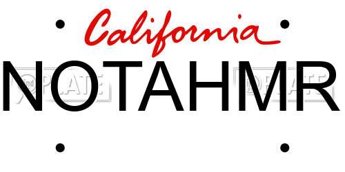 NOTAHMR California License Plate