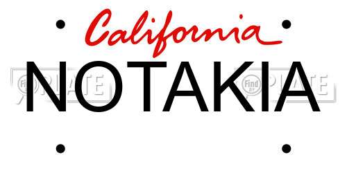 NOTAKIA California License Plate
