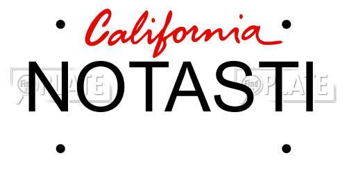 NOTASTI California License Plate