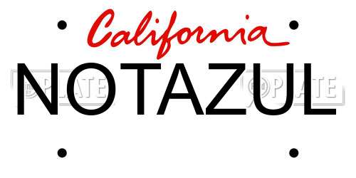 NOTAZUL California License Plate
