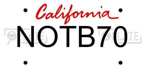 NOTB70 California License Plate
