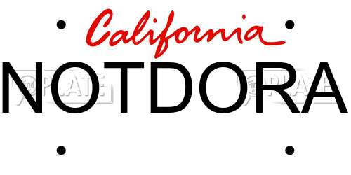 NOTDORA California License Plate