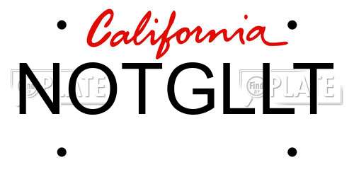 NOTGLLT California License Plate