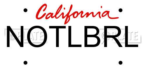 NOTLBRL California License Plate