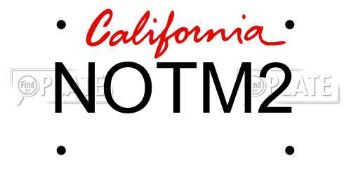 NOTM2 California License Plate