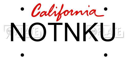 NOTNKU California License Plate