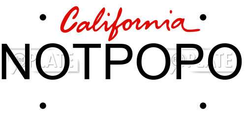 NOTPOPO California License Plate