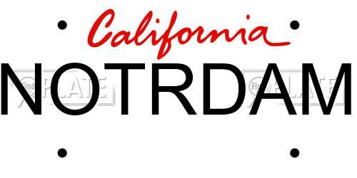 NOTRDAM California License Plate