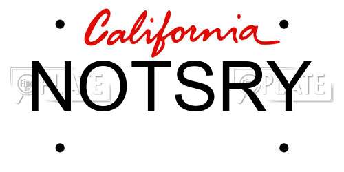 NOTSRY California License Plate
