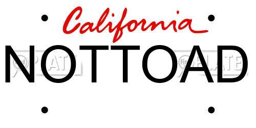 NOTTOAD California License Plate