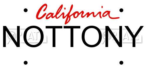 NOTTONY California License Plate