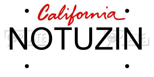 NOTUZIN California License Plate