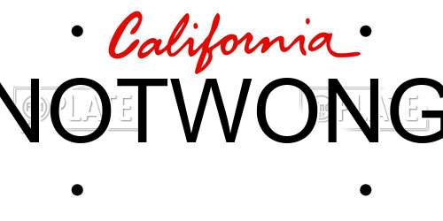 NOTWONG California License Plate