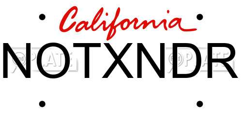 NOTXNDR California License Plate