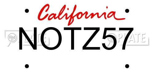 NOTZ57 California License Plate